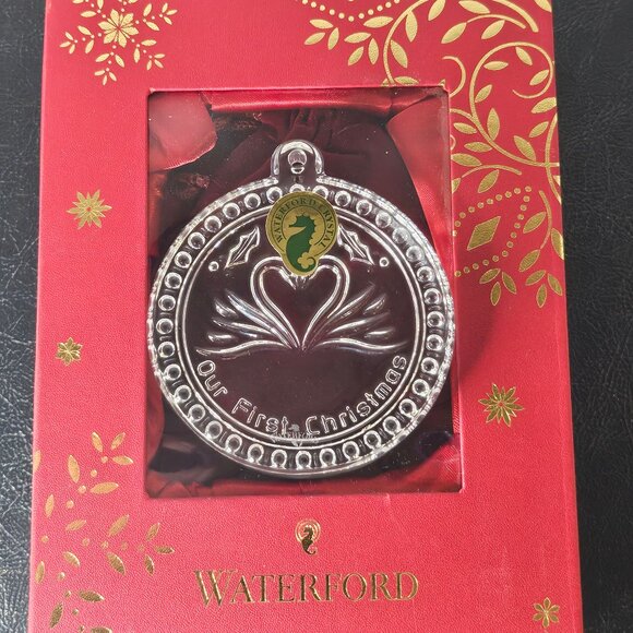 Waterford Crystal Our First Christmas 2016 Ornament With Velvet Pouch And Box - Picture 3 of 10